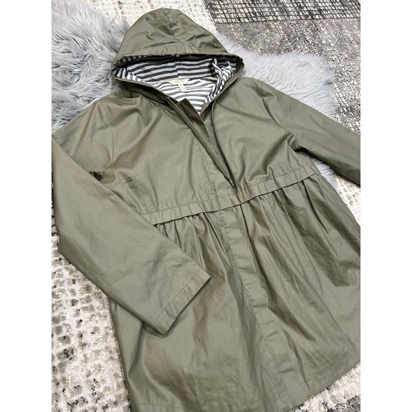 MATILDA JANE Skies Are Grey Raincoat Jacket Size Medium Olive Green Women Coat - Picture 2 of 9